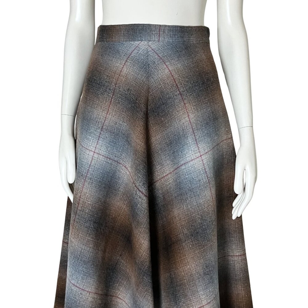 Vintage 70s Wool Blend Plaid A Line Midi Skirt. XS 26" 11. Dark Academia Preppy - Picture 7 of 12
